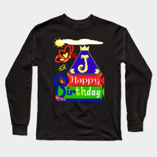 Happy Birthday Alphabet Letter (( J )) You are the best today Long Sleeve T-Shirt